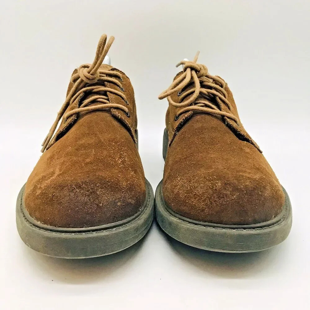 Y2K Skechers Chunky Men's 10 Brown Suede Leather Shoes 62338 Slip Resist Lace Up